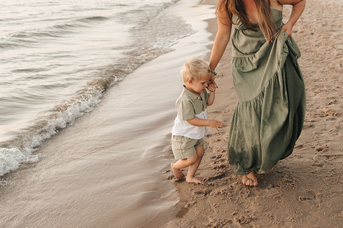 Family session photography at the beach near Empire in Northern Michigan