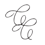 Elegant handwritten cursive monogram logo in black ink on white background.