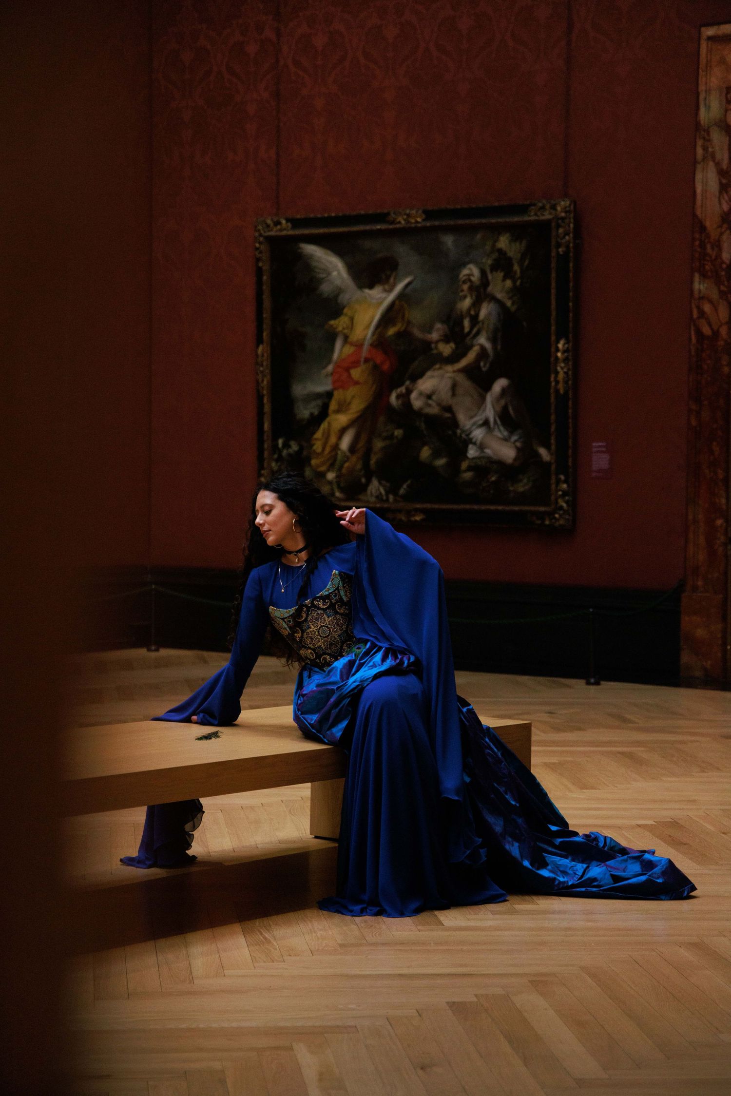 London museum National Gallery editorial and romantic photoshoot for clothing brand