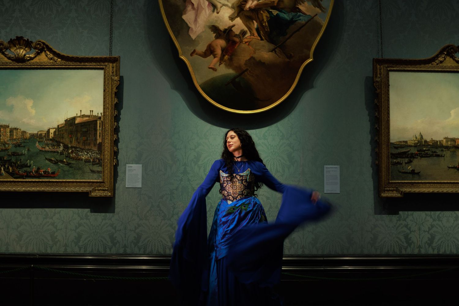 London museum National Gallery editorial and romantic photoshoot for clothing brand