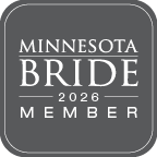 Minnesota Bride 2026 Member badge logo in gray and white.