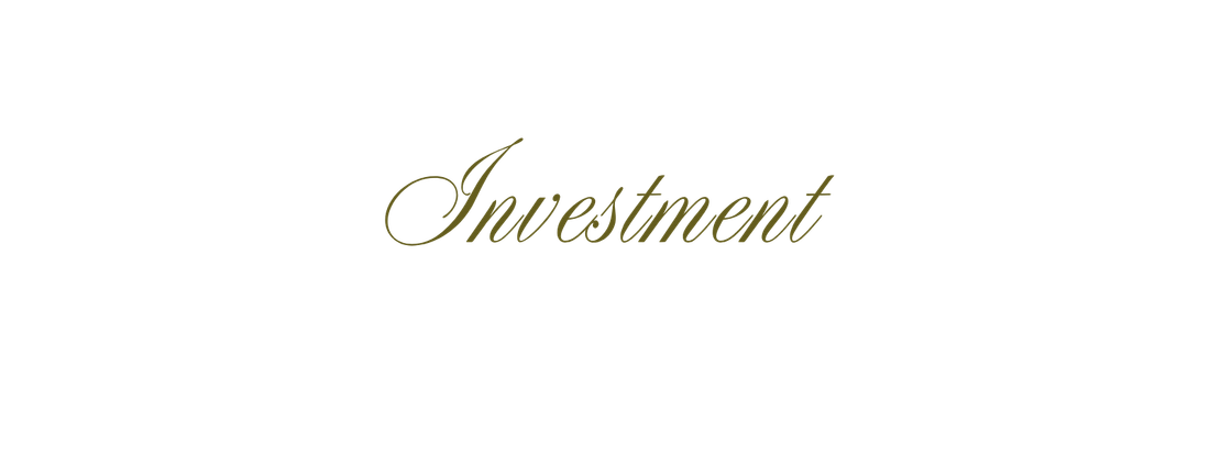 Elegant gold cursive script spelling Investment on a clean white background.
