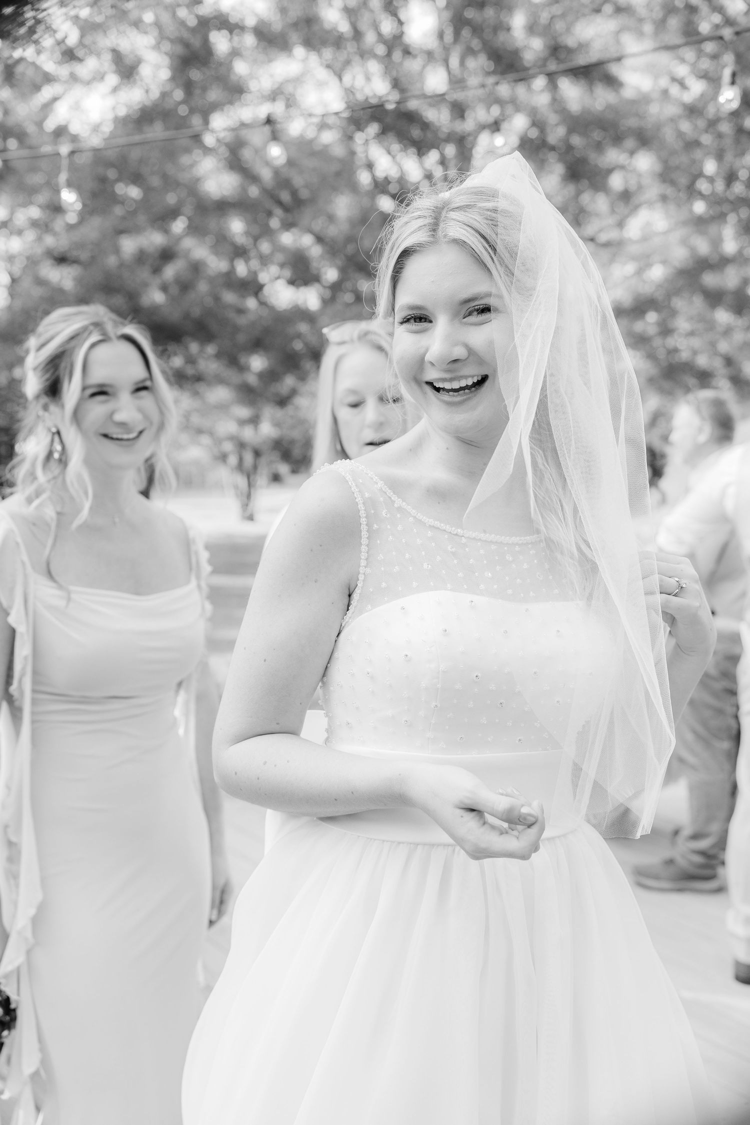 Bridal party in white dresses wedding groom bride wilmington photographer light and airy classic Wrightsville Beach