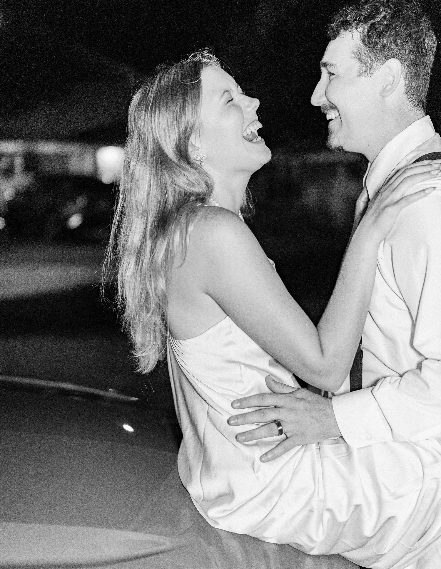 Sequence of black and white romantic photos showing tender moments between a couple southport elopement wedding bride groom light and airy
