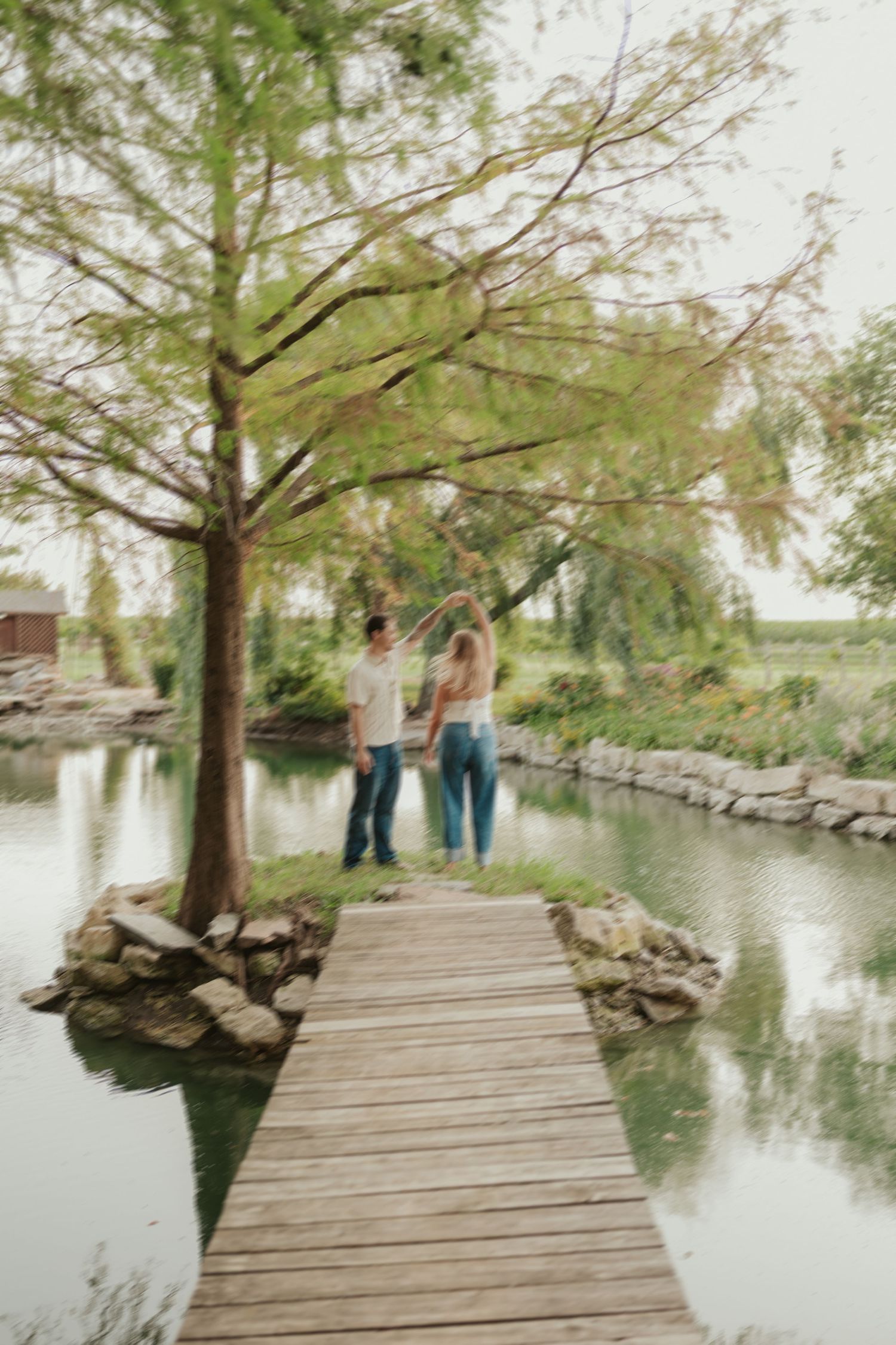 couple in Wichita Kansas in dreamy romantic setting