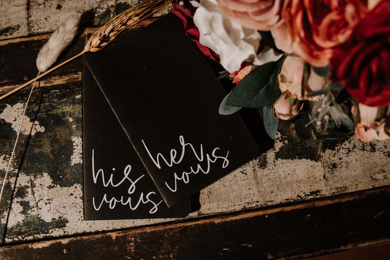 Wedding detail photo featuring handwritten calligraphy and rustic textures.