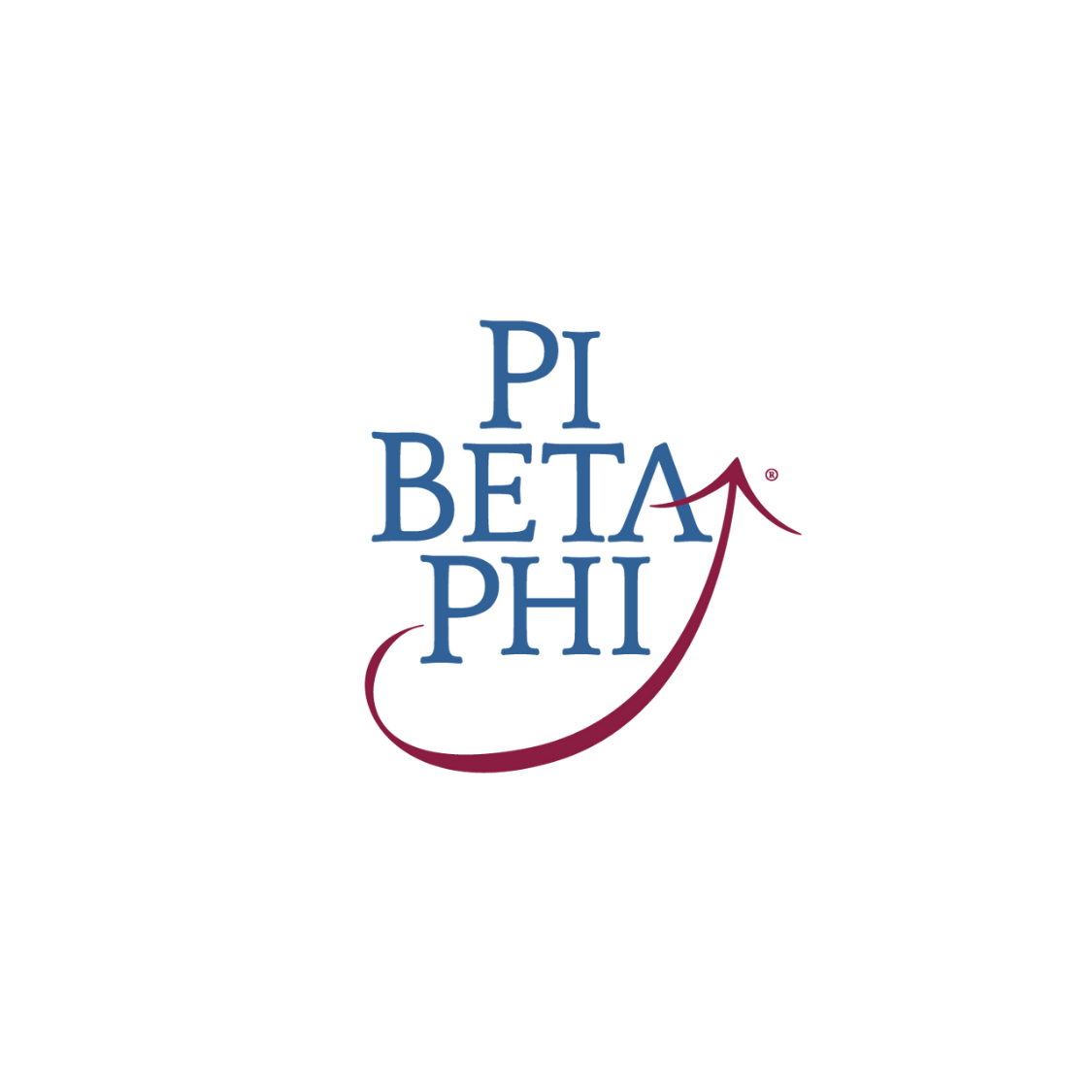 Blue Greek letters Pi Beta Phi with decorative elements in logo design.