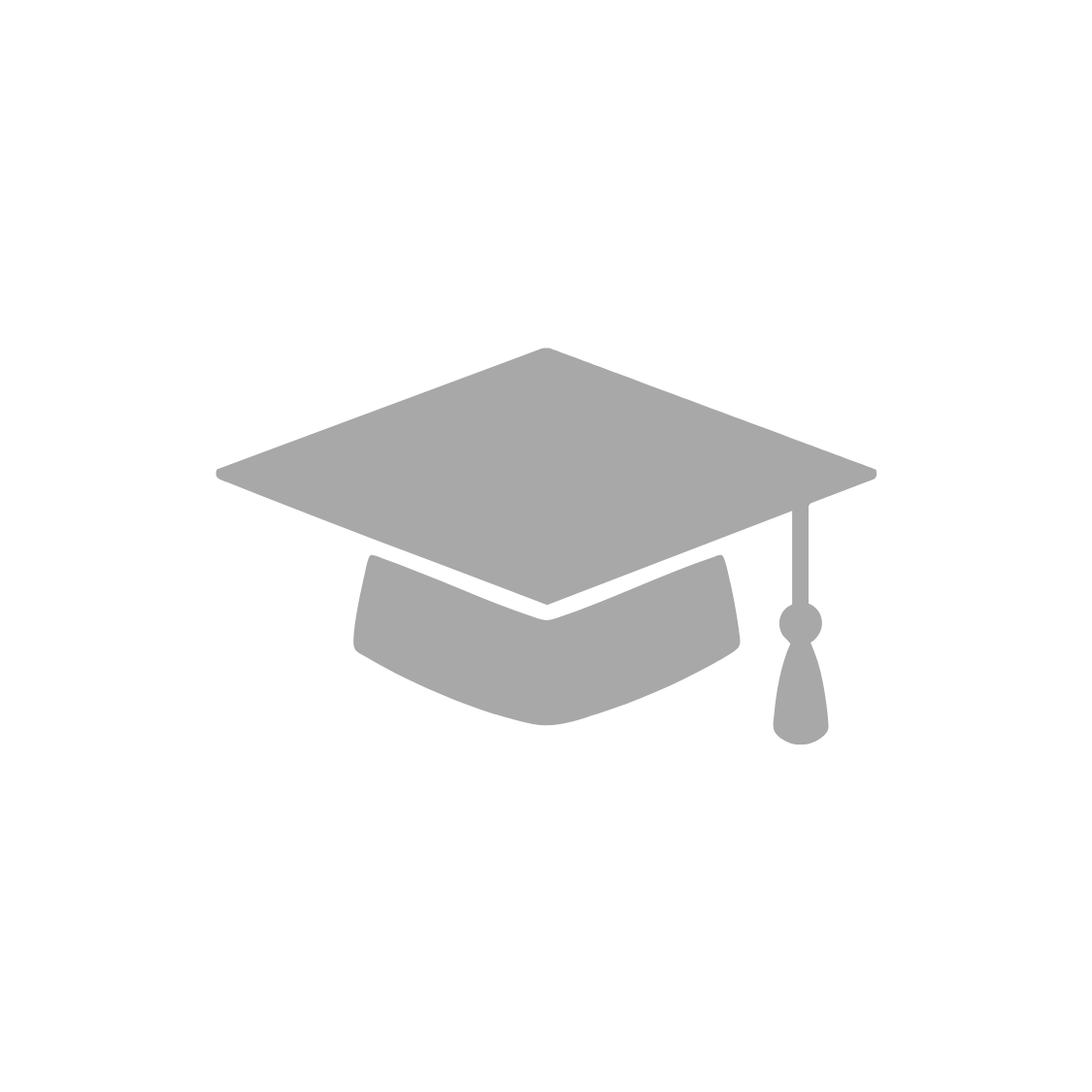 Row of minimalist graduation cap icons in gray.