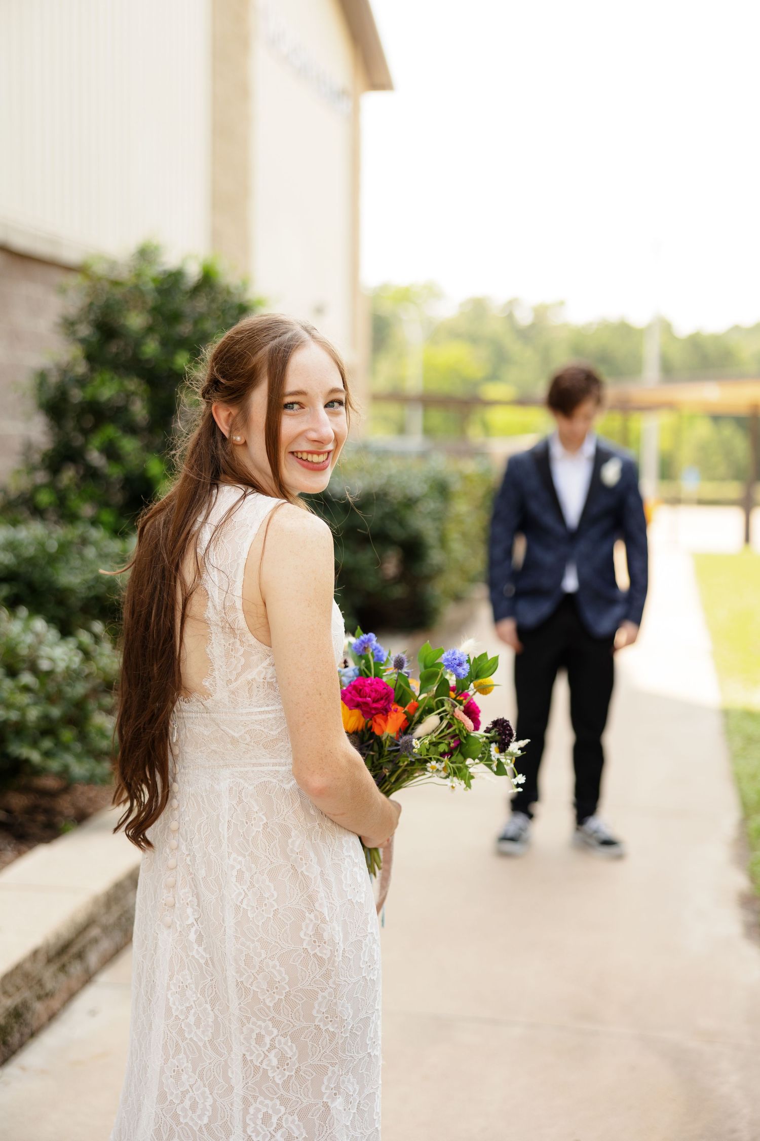 Bride anticipates groom's first look for a portrait by Memphis wedding photographer Emily Joy Photography