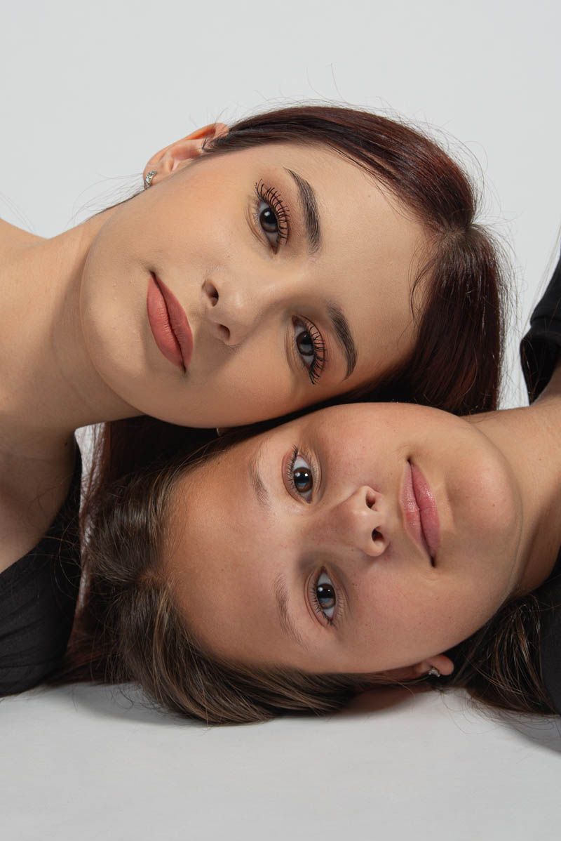 Close-up portrait of sisters during a Toronto family photography session.