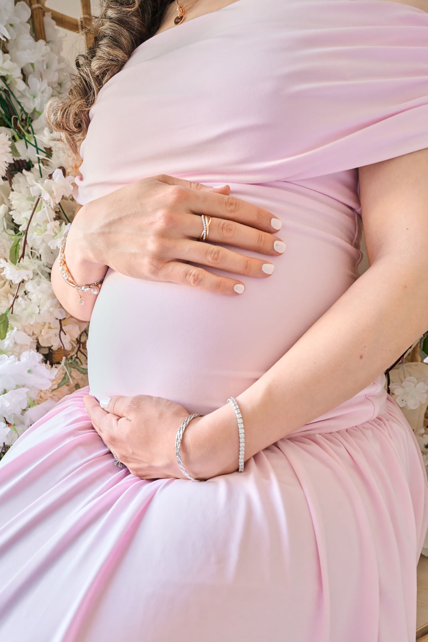 Close-up maternity portrait during a Toronto studio pregnancy photography session.