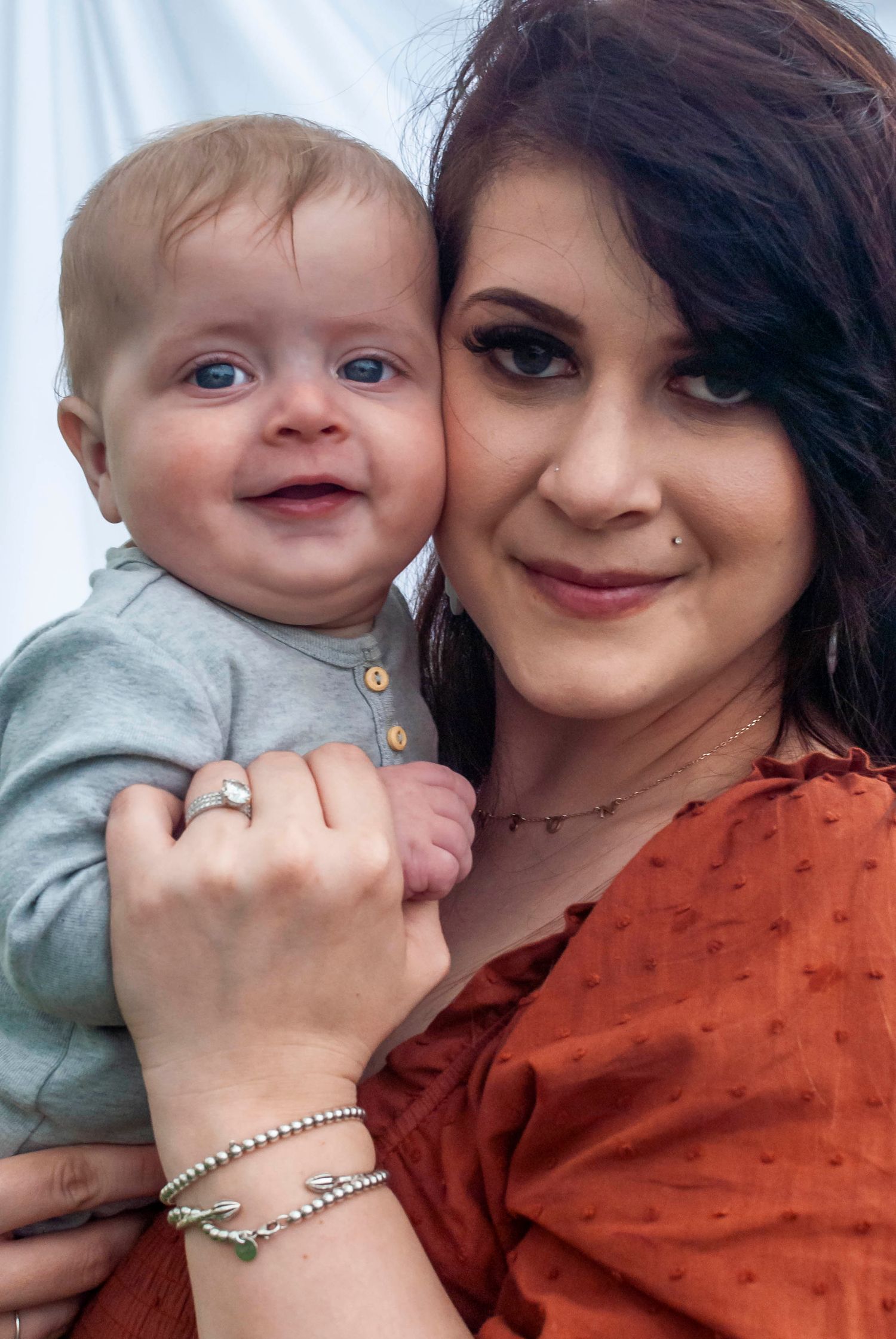 Close up portrait of mother and child