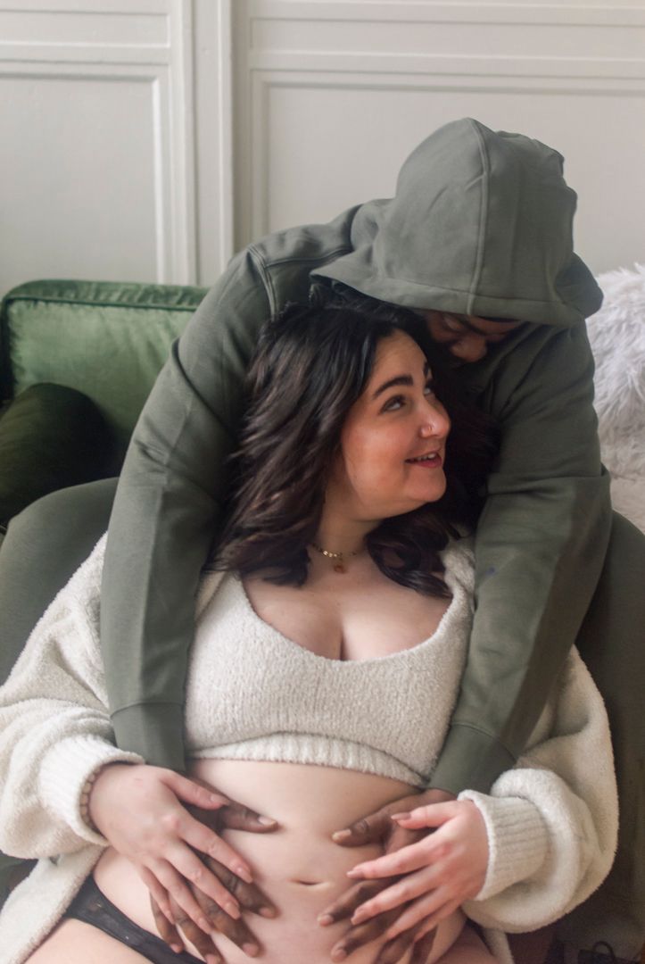 Lifestyle portrait of couple in a uniquely curated, natural light photography studios in Hartford, CT
