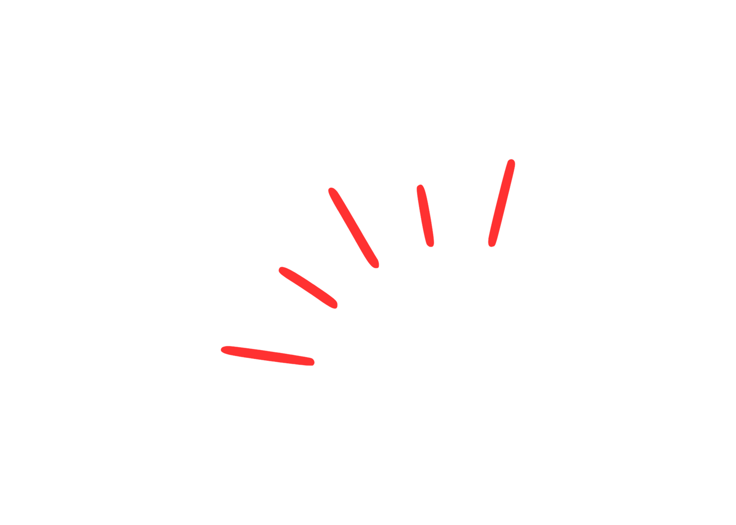 Red radiating lines forming a sunburst or starburst pattern on white background, minimalist graphic design element.