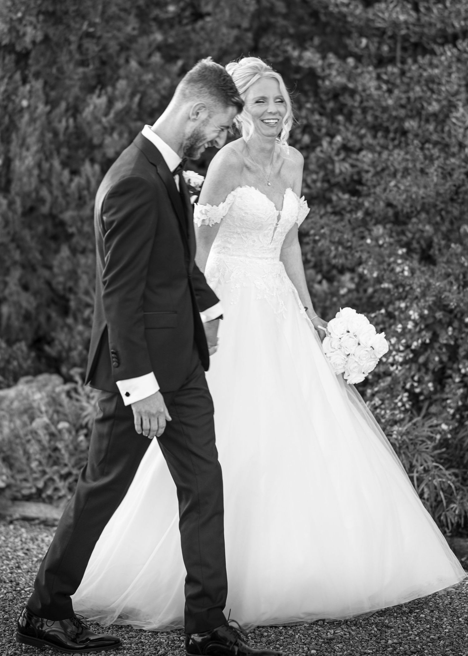 Laughing bride with husband