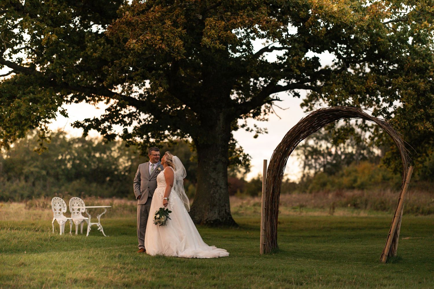 A natural candid moment of a bride and groom