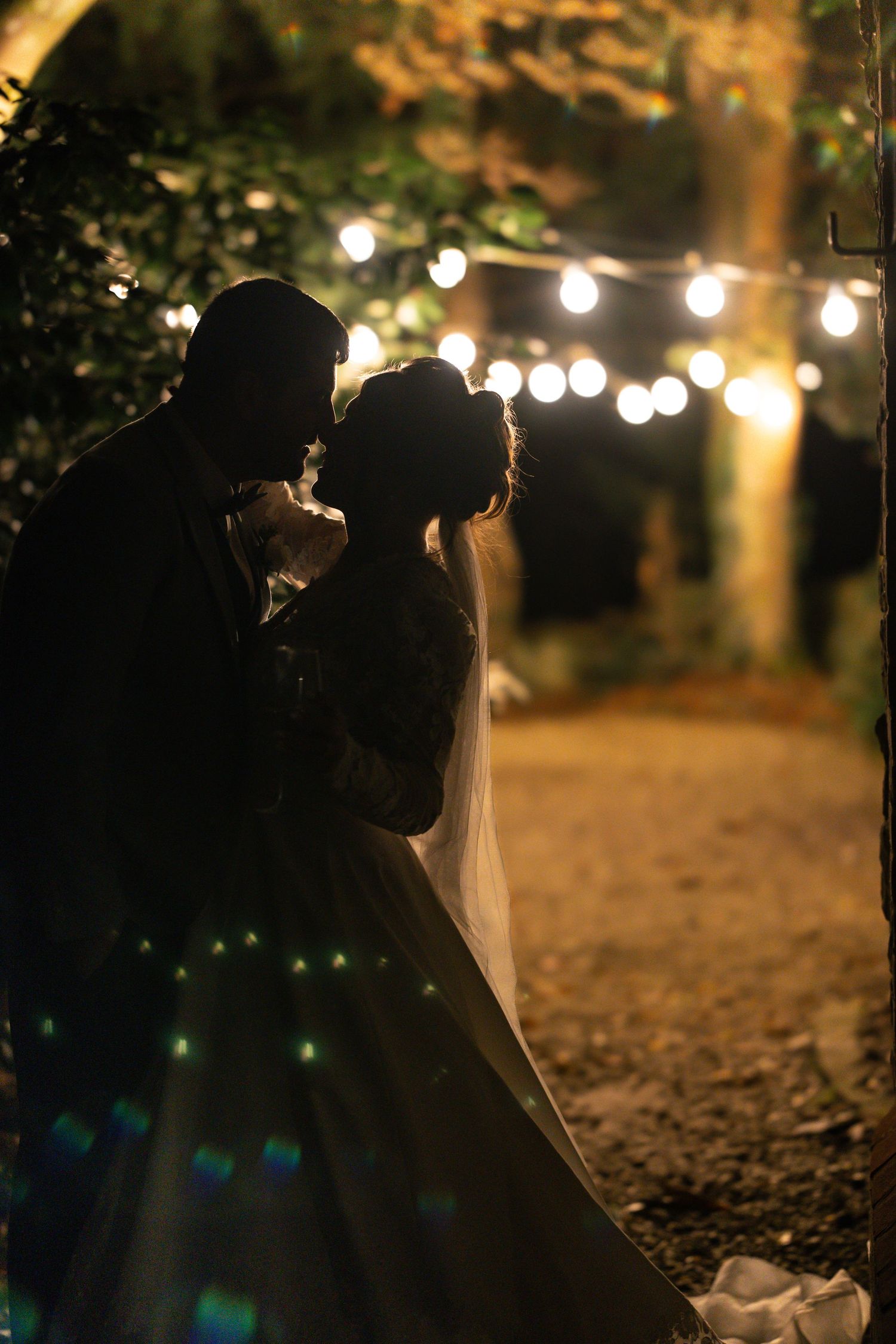 Silhouette style image of Bride and Groom