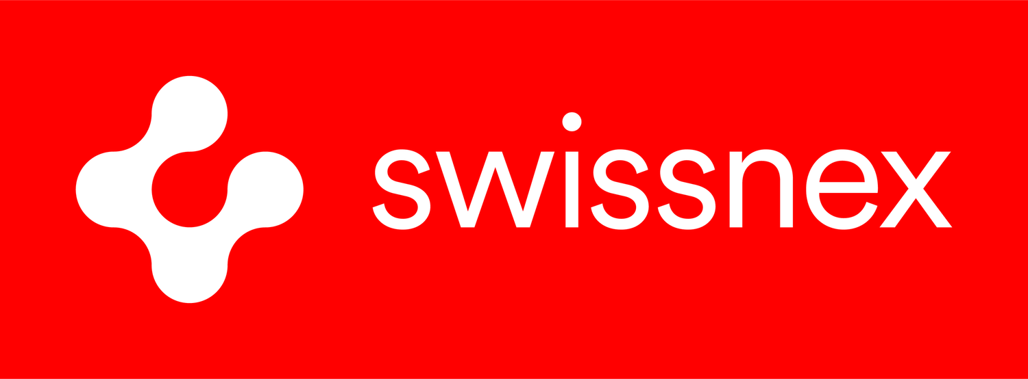 Three red and white airline logos for Swiss International Air Lines and Swissnex displayed in a row.