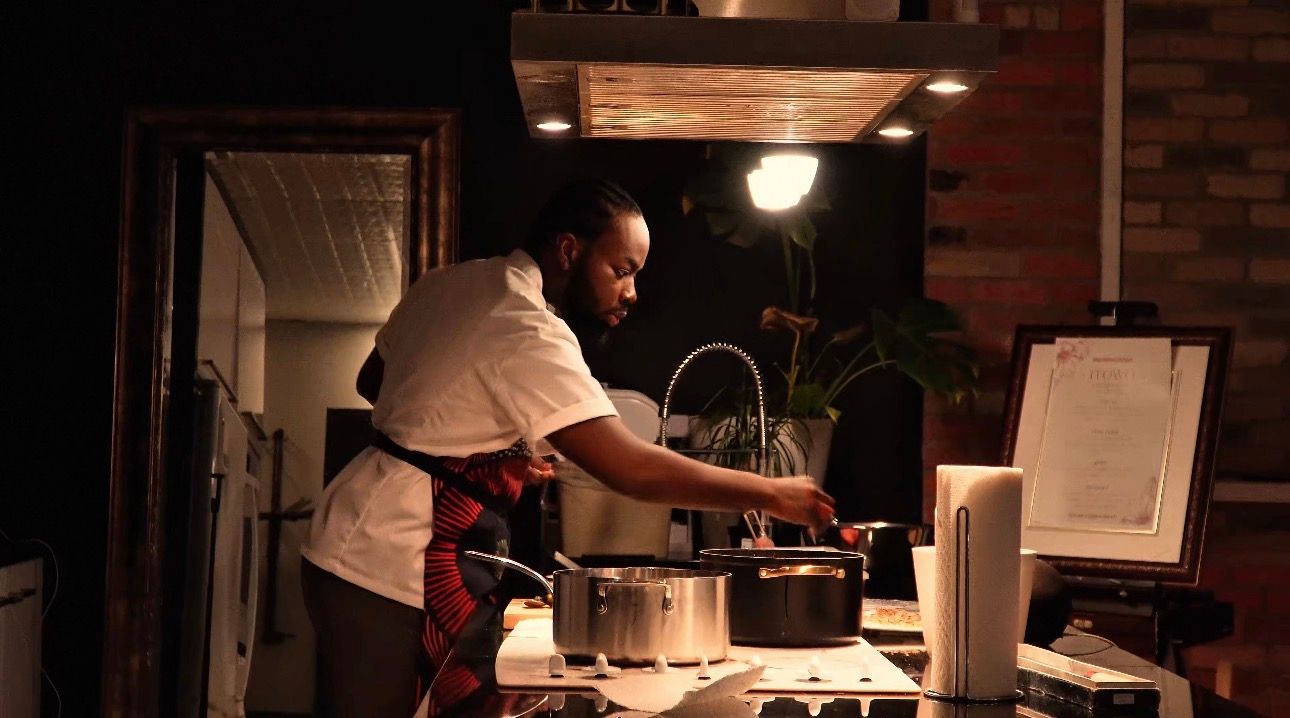 Chef Niyi Brown photographed during an Afro-fusion tasting by Wisely's Mind.