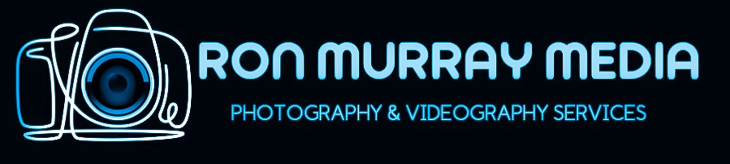 Photography business logos displayed on dark background.