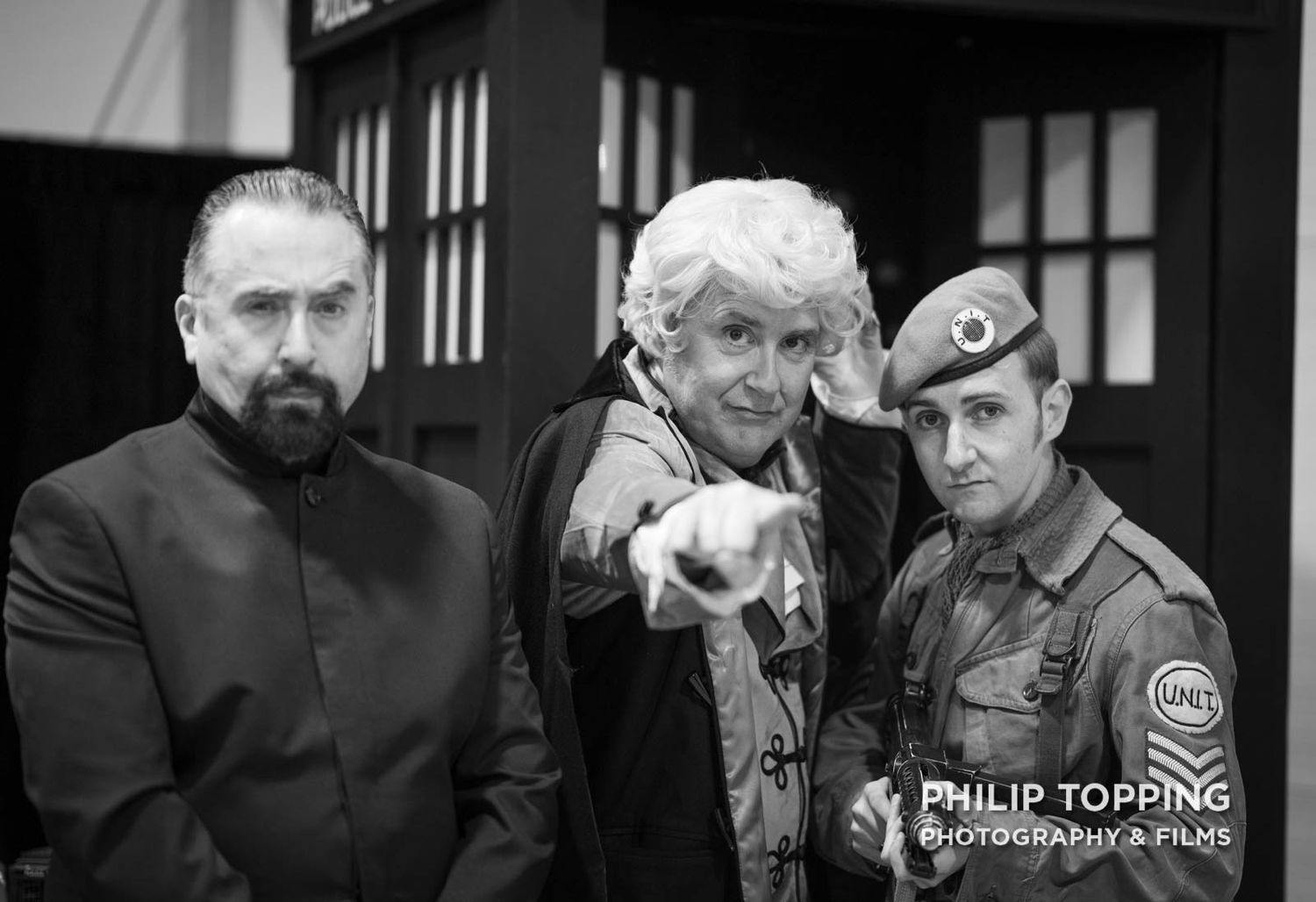 Jon Pertwee Doctor Who with The Master and an armay soldier.