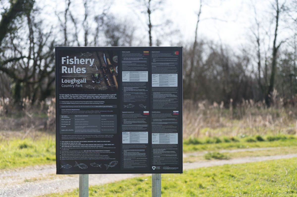 Signage at Loughgall Park.