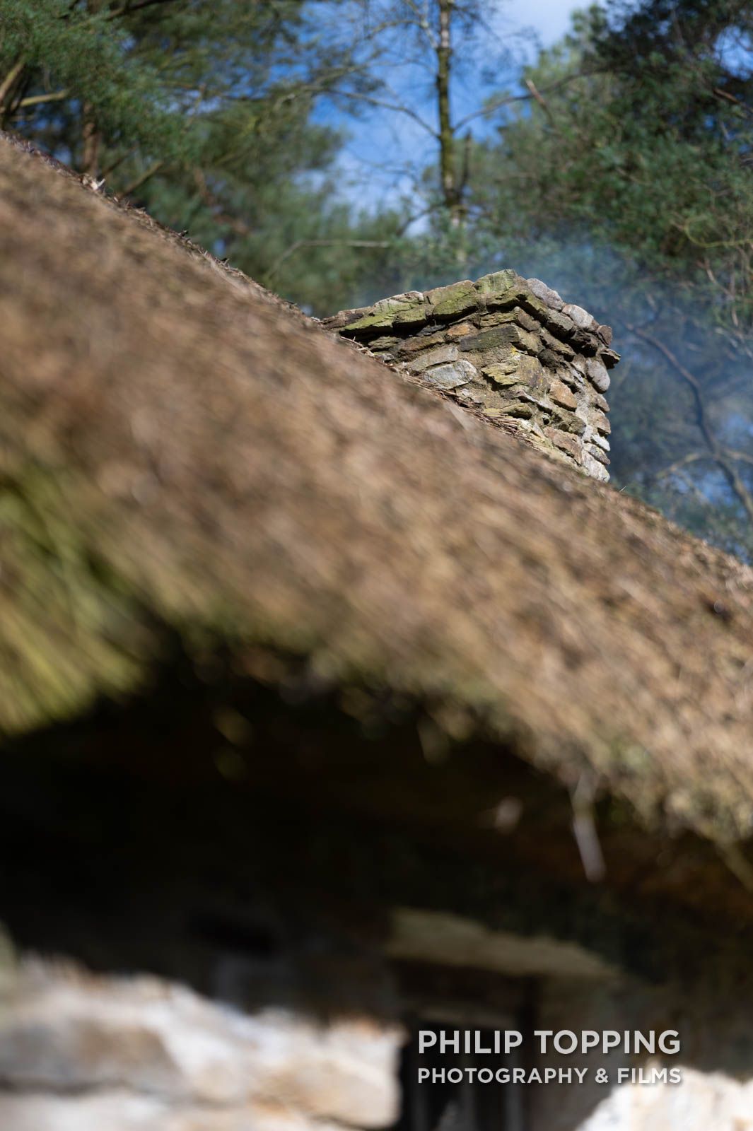 Close-up of the chimney at the thatched cottage.