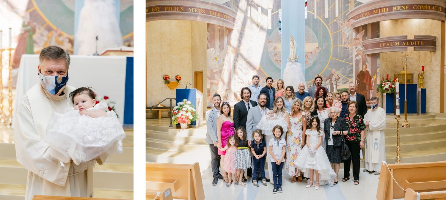 Group photo of attendees gathered in an ornate church interior with decorative murals and architecture.