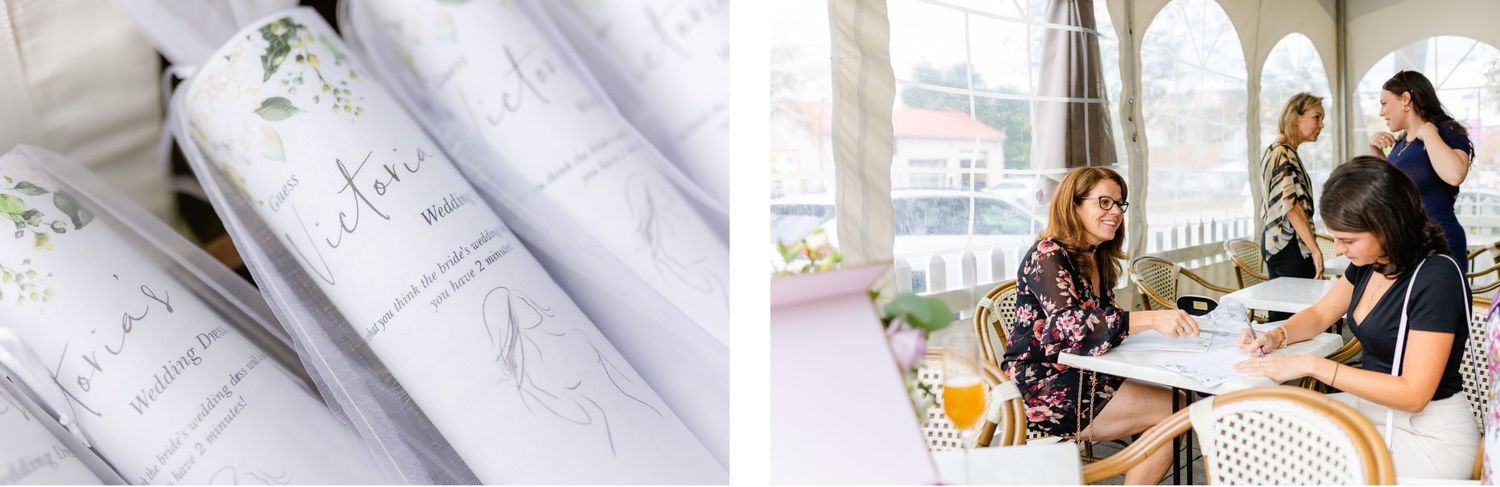 Rolled up white documents with decorative floral designs.