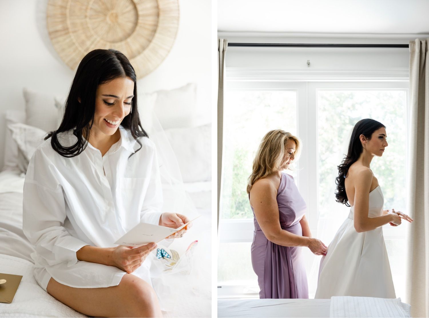 Getting ready moments from a wedding morning with preparations in progress.