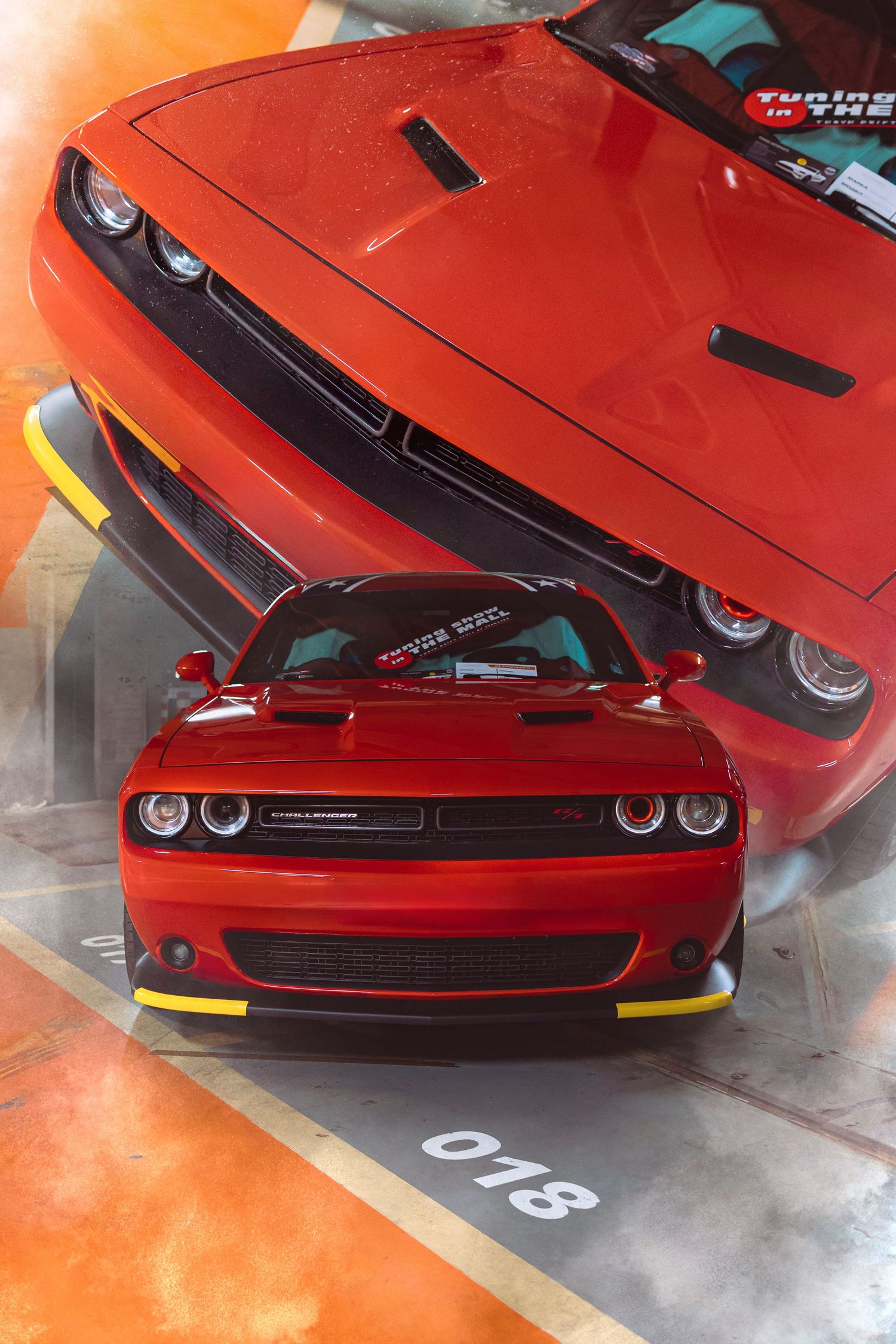 Red Dodge muscle car at tuning show event – automotive event photography in Bulgaria.