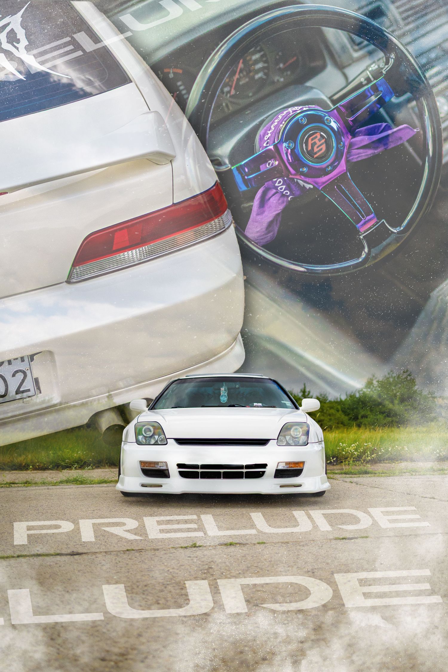 White Honda Prelude with custom interior details – automotive photography in Bulgaria.