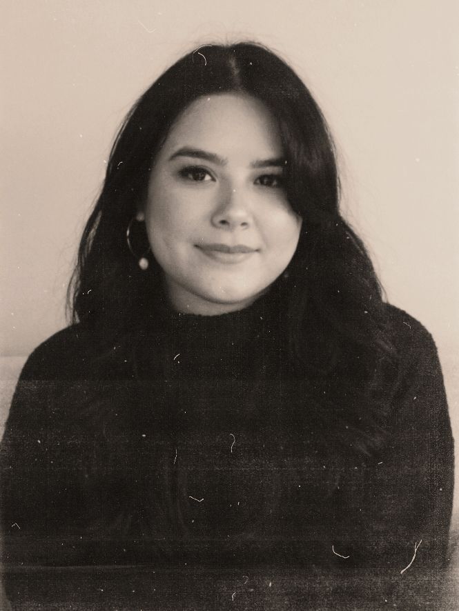 Series of black and white portrait photos against a light background.