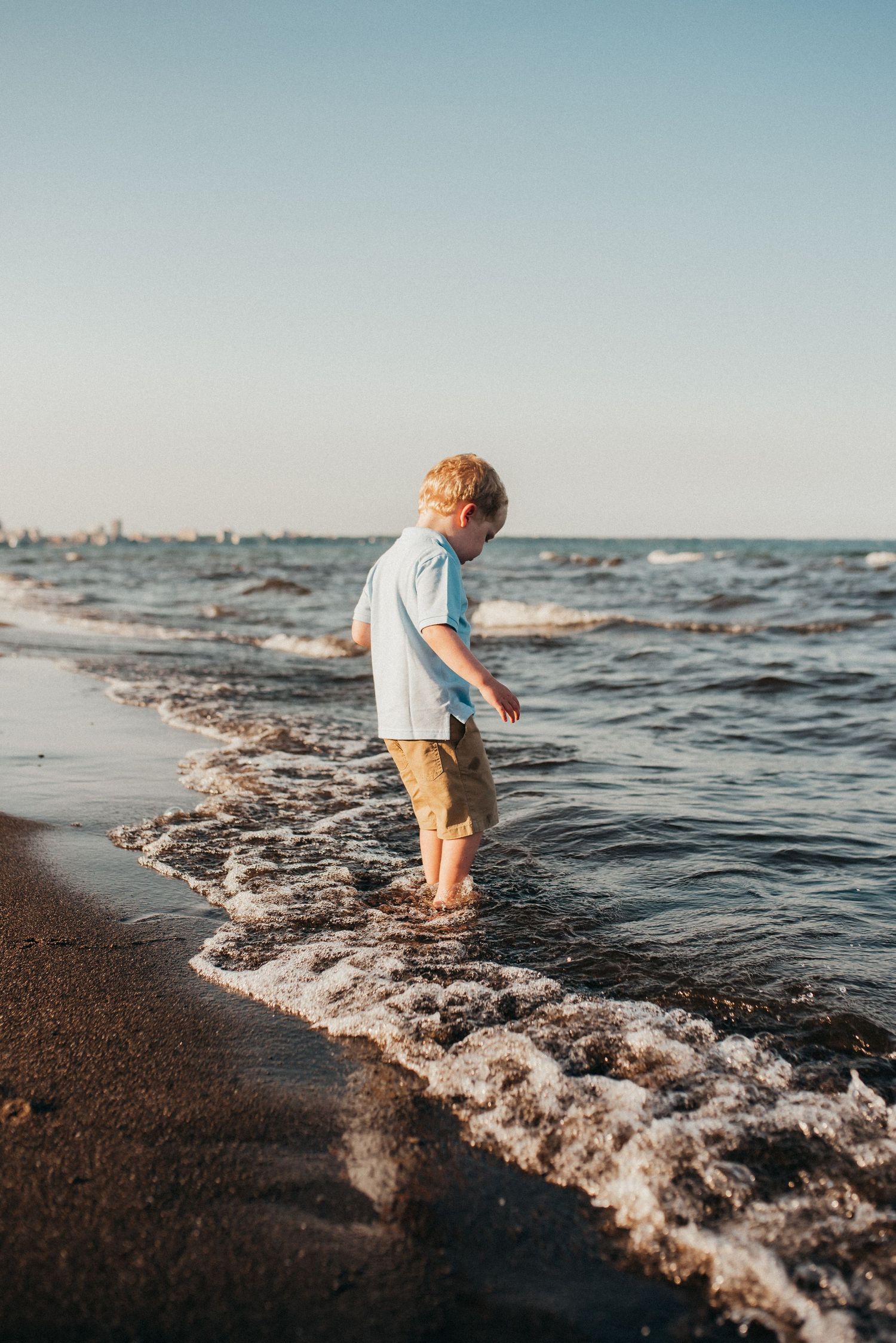 Outdoor childhood portrait beach session golden hour