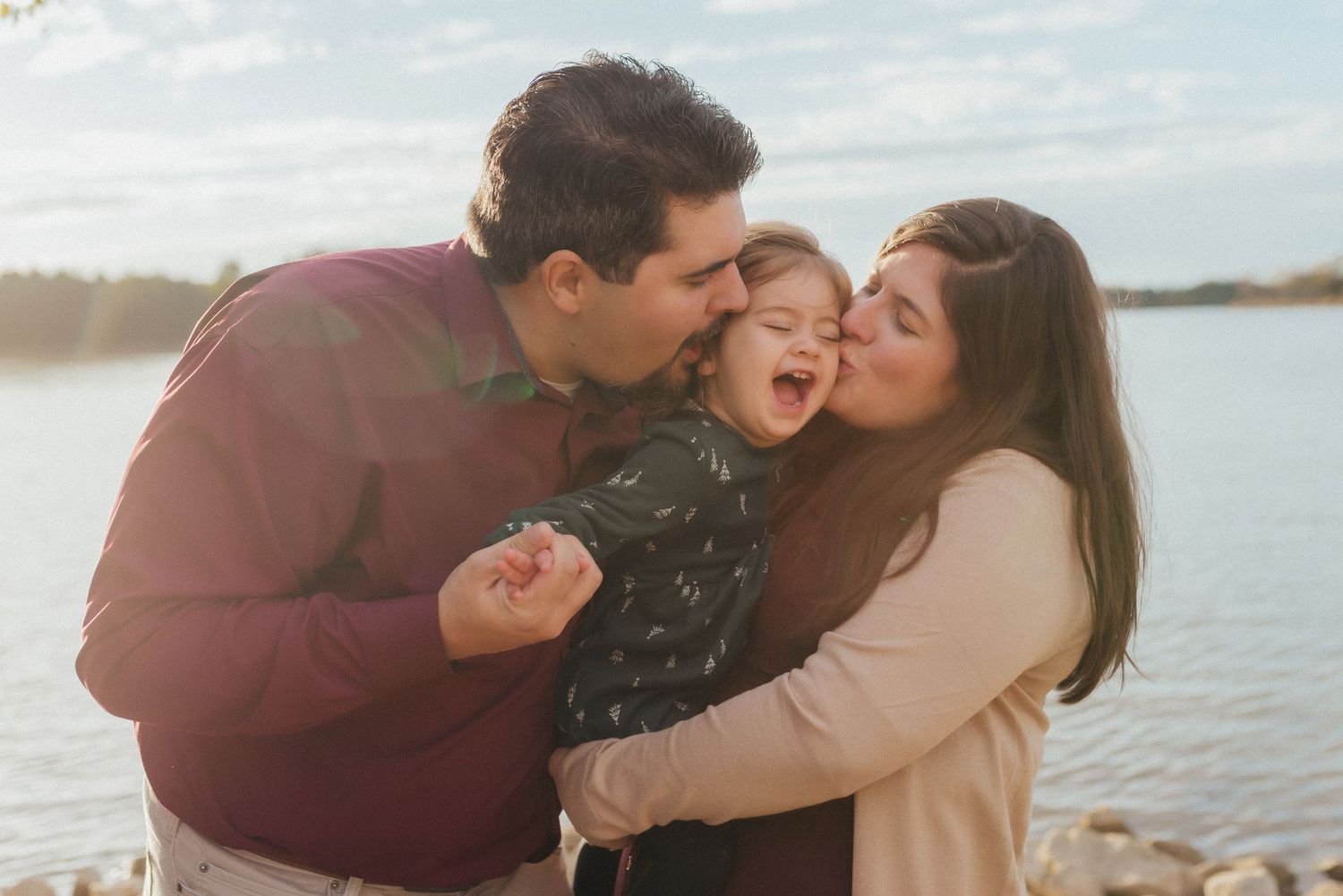 Family session outdoor portrait golden hour