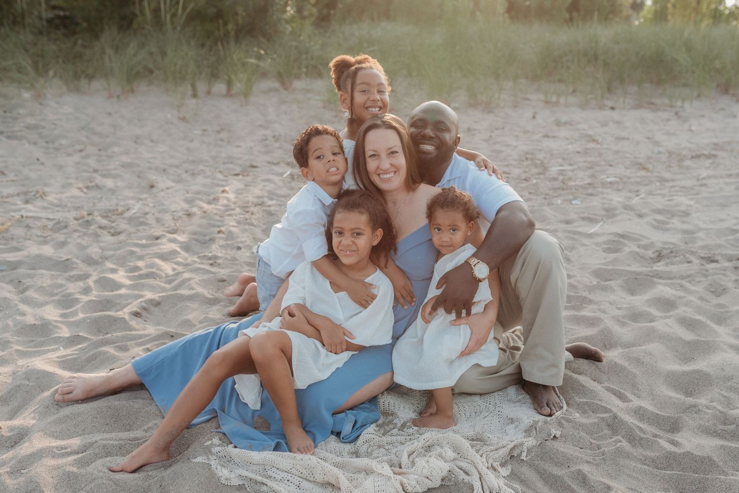 Beach family session outdoor portrait golden hour