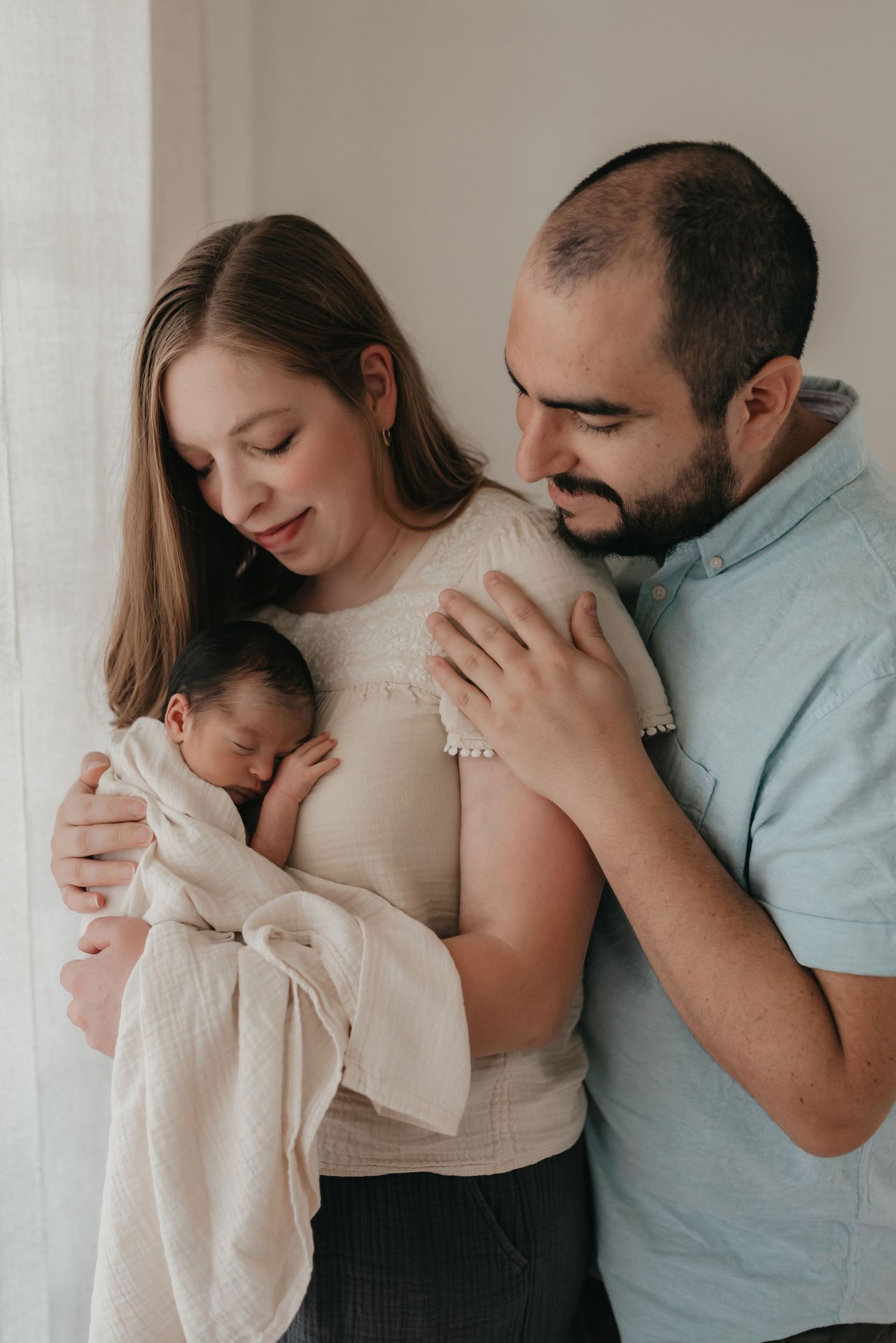 Family newborn session in studio