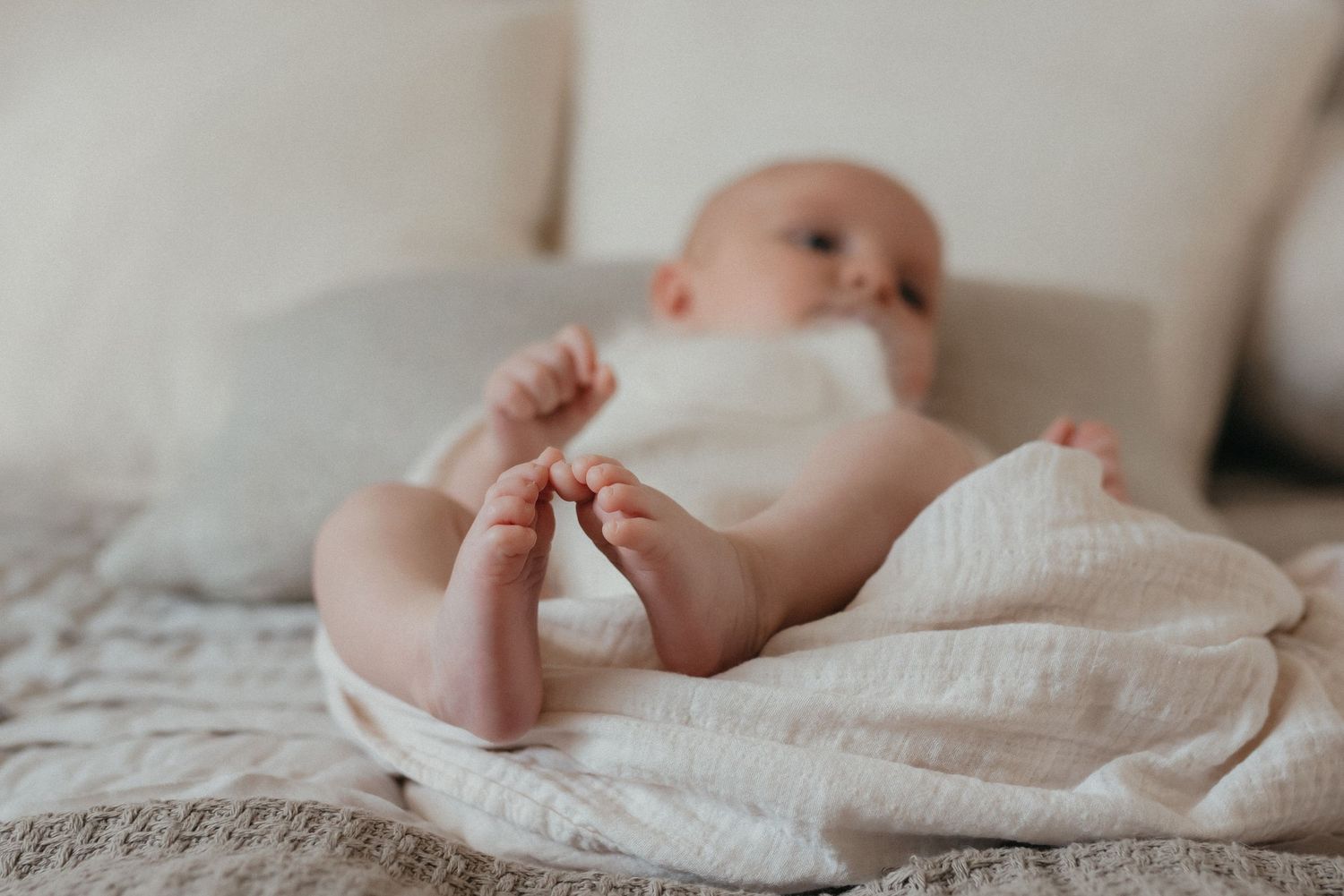 Posed newborn in studio session natural light