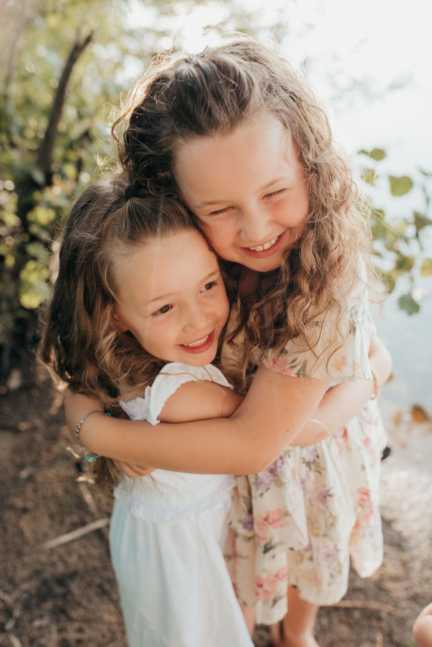Outdoor childhood family portrait session golden hour