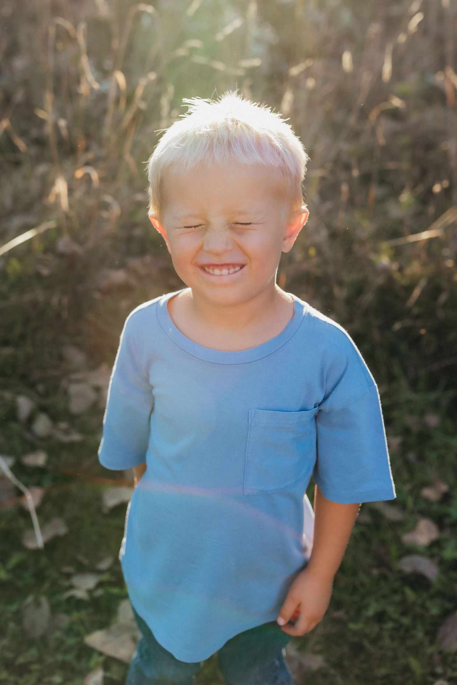 Outdoor childhood family portrait session golden hour