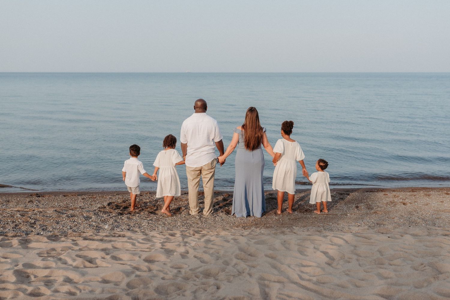 Beach family session outdoor portrait golden hour