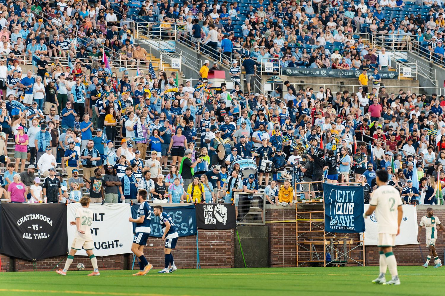 Chattanooga FC fans (Chattahooligans) fill the stadium during a U.S. Open Cup match.