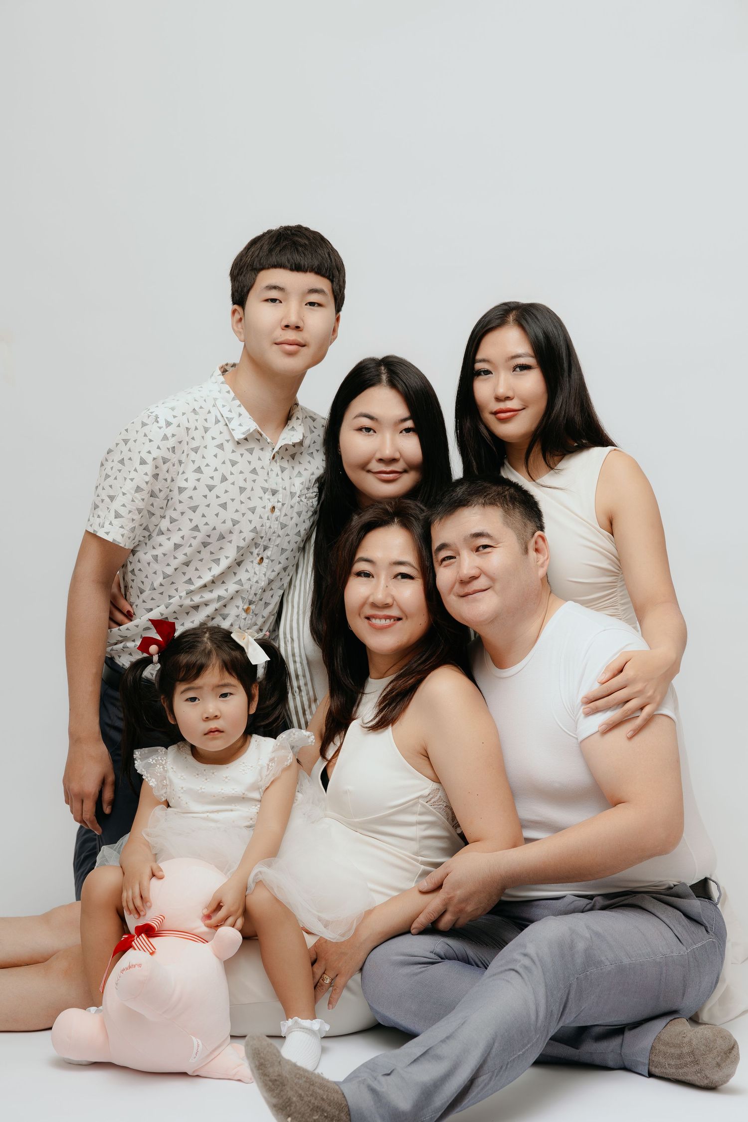 Studio family portrait session in Sydney with neutral tones