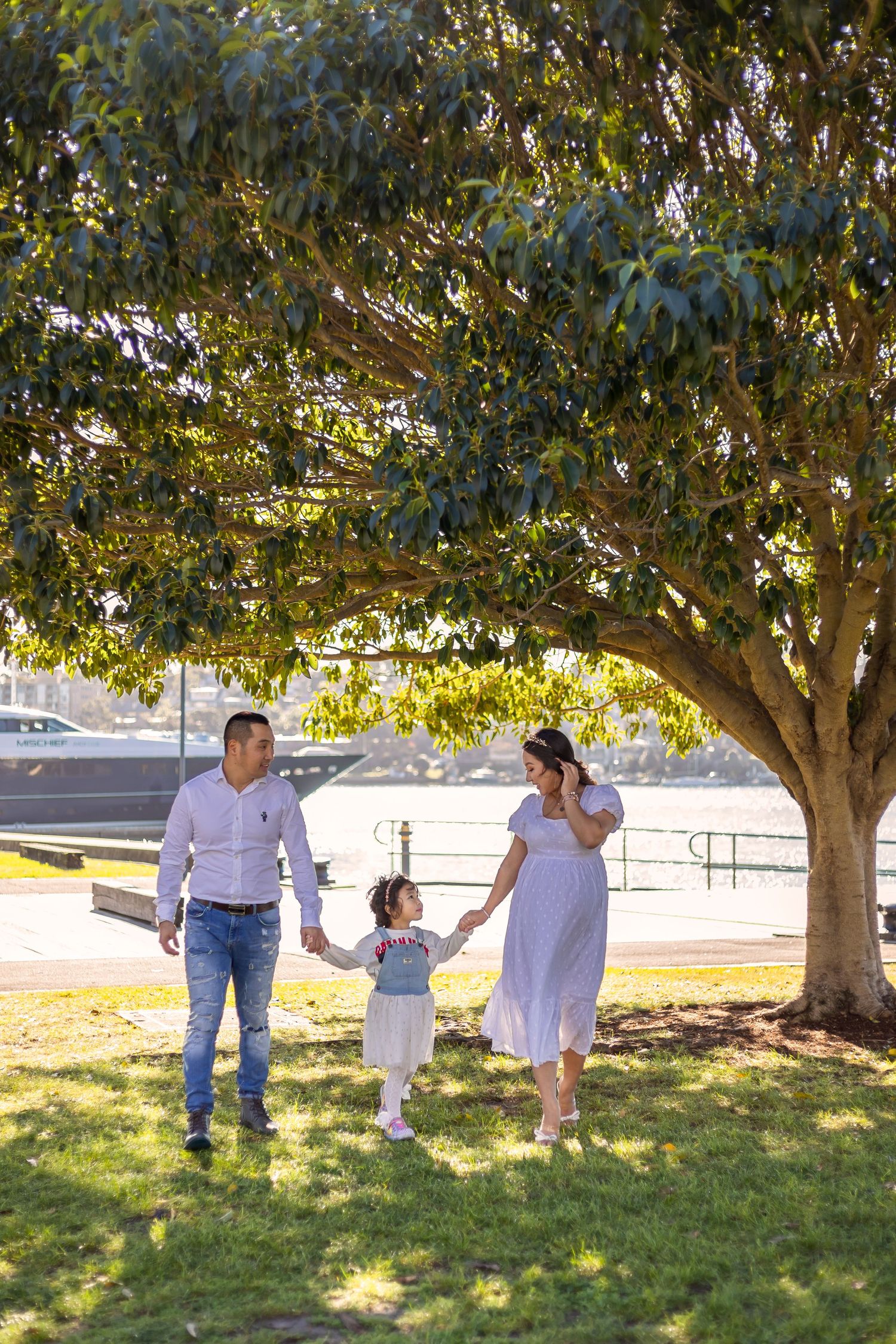 Family portrait under tree in natural light, Sydney family photographer