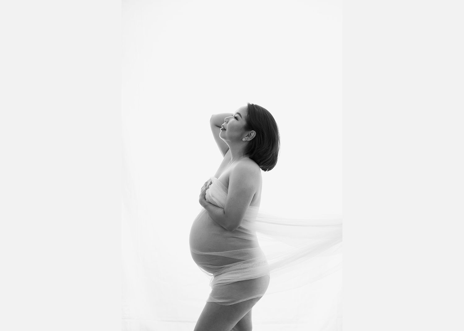 Fine art maternity silhouette portrait in studio, Sydney maternity photographer