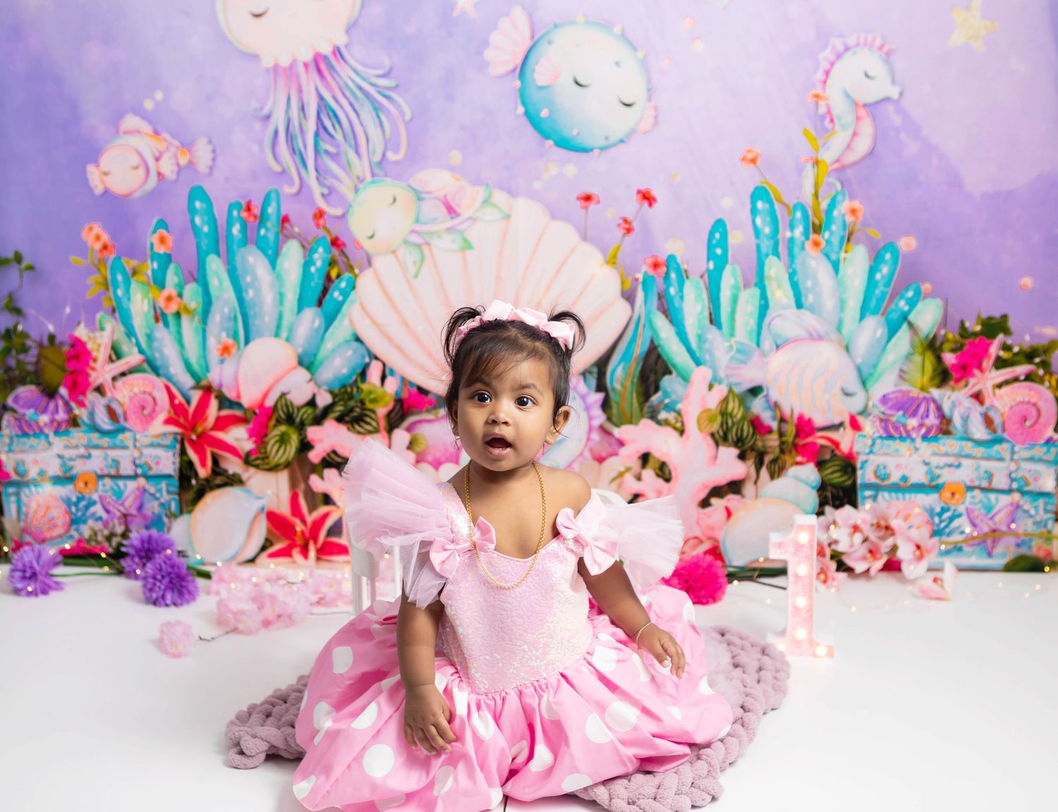 Mermaid themed first birthday photoshoot
