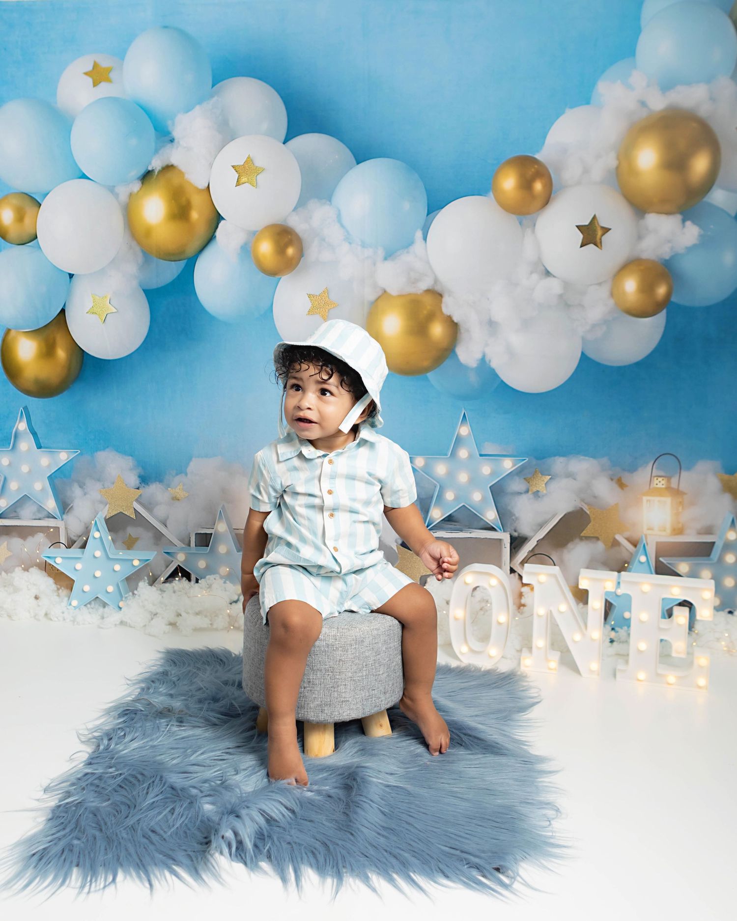 Balloon and cloud themed first birthday