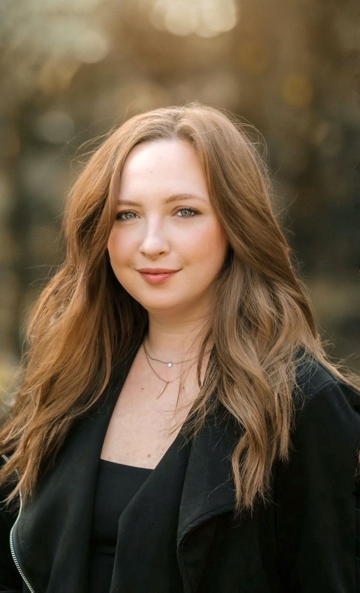 Professional portrait series with warm autumn tones and soft bokeh background.