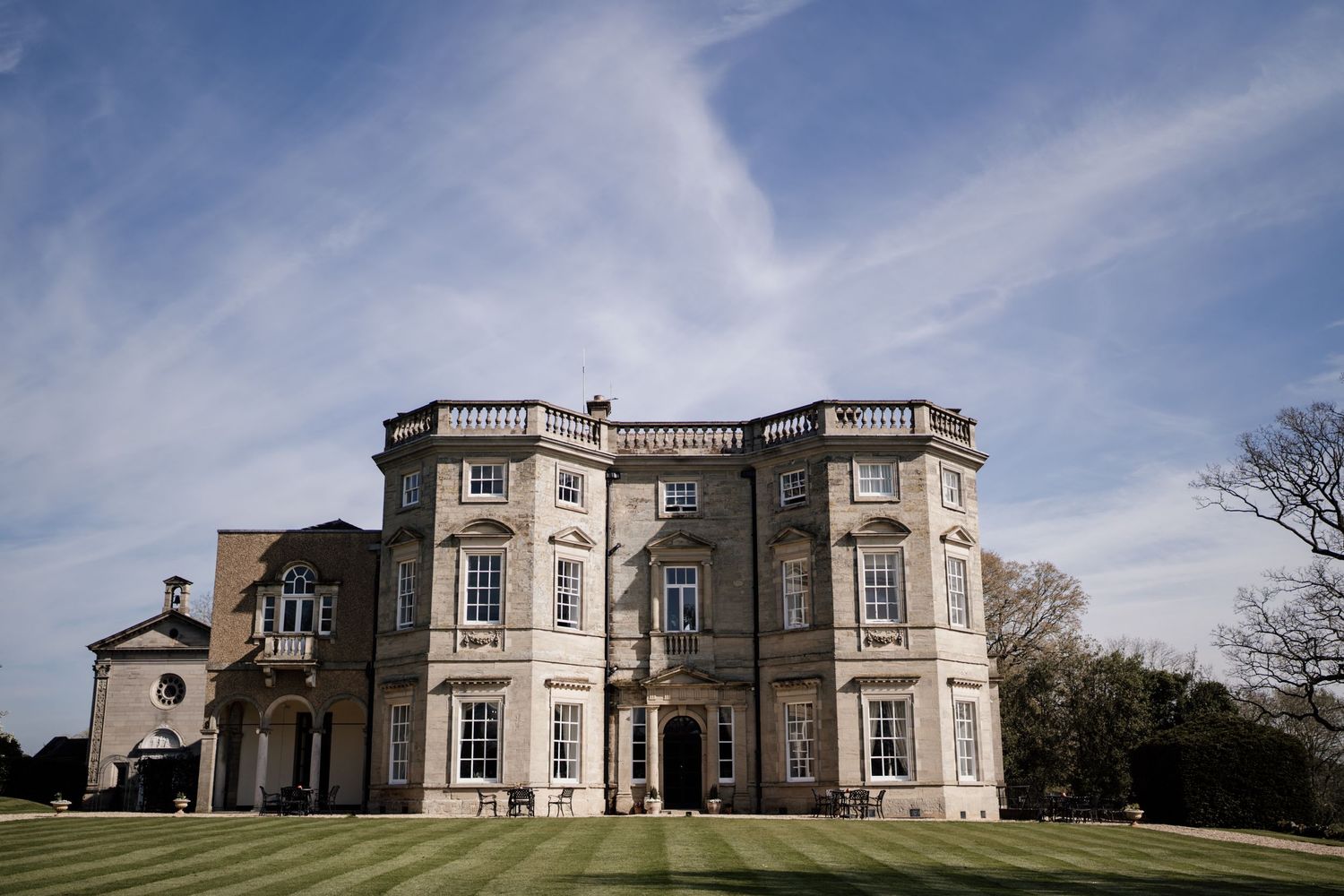 Venue photograph of Bourton Hall with blue skies on a sunny day.
