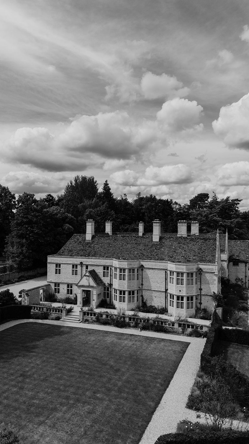 Drone shot capturing Kin House’s outdoor space.